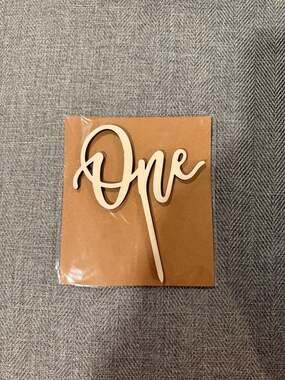 Unbranded Wooden One Script Cake Topper First Birthday Decoration